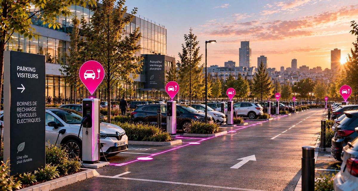 Electric vehicle charge points in a car park