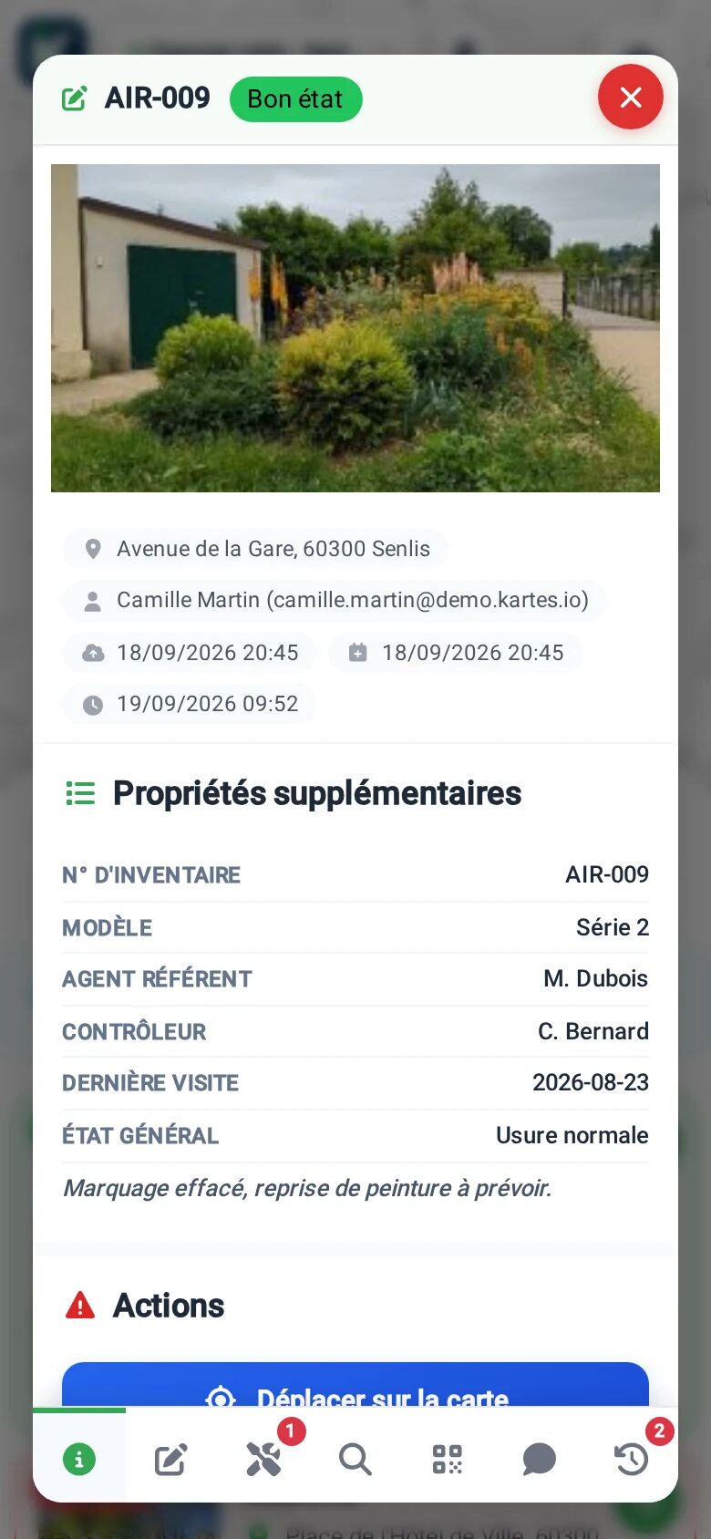 Fiche d'un arbre dans KARTES