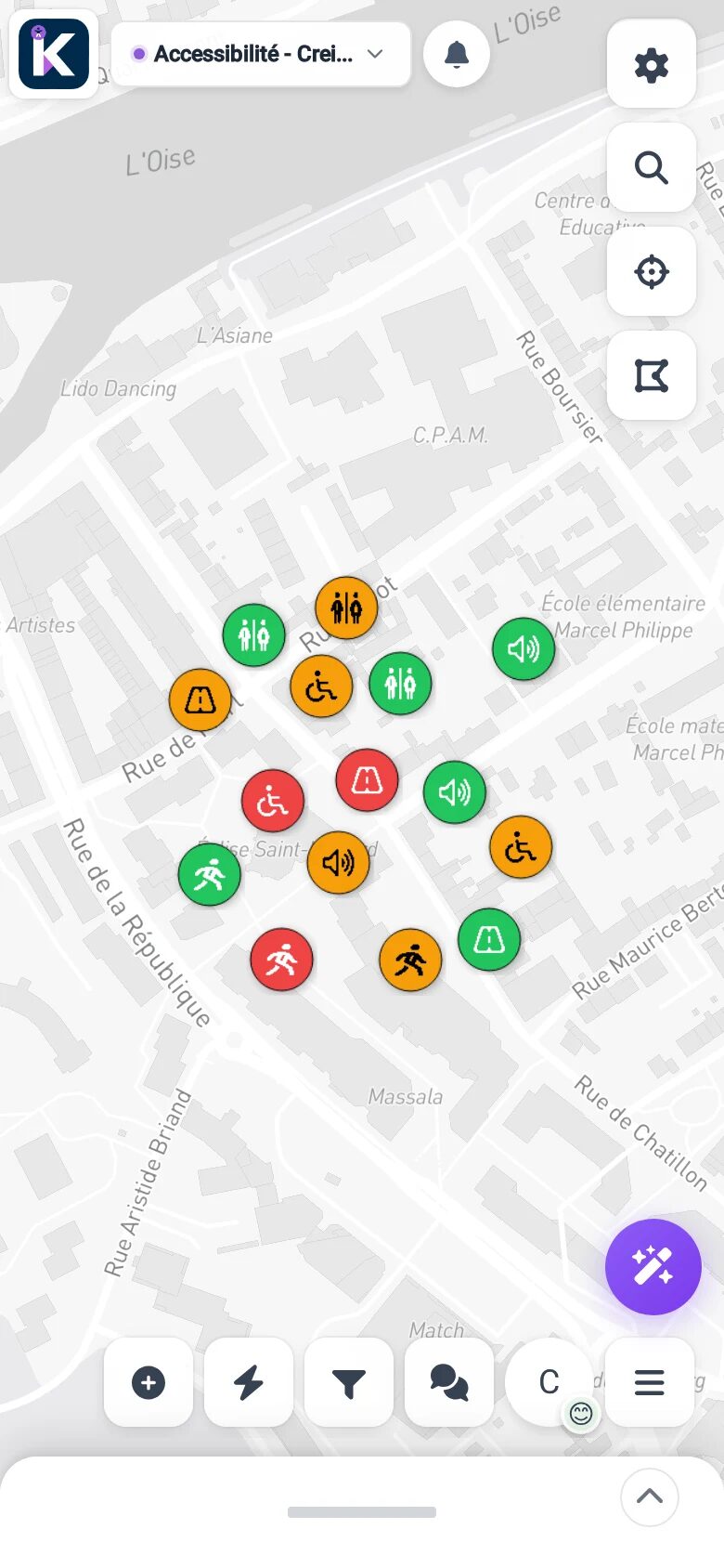 Accessibility points mapped in KARTES