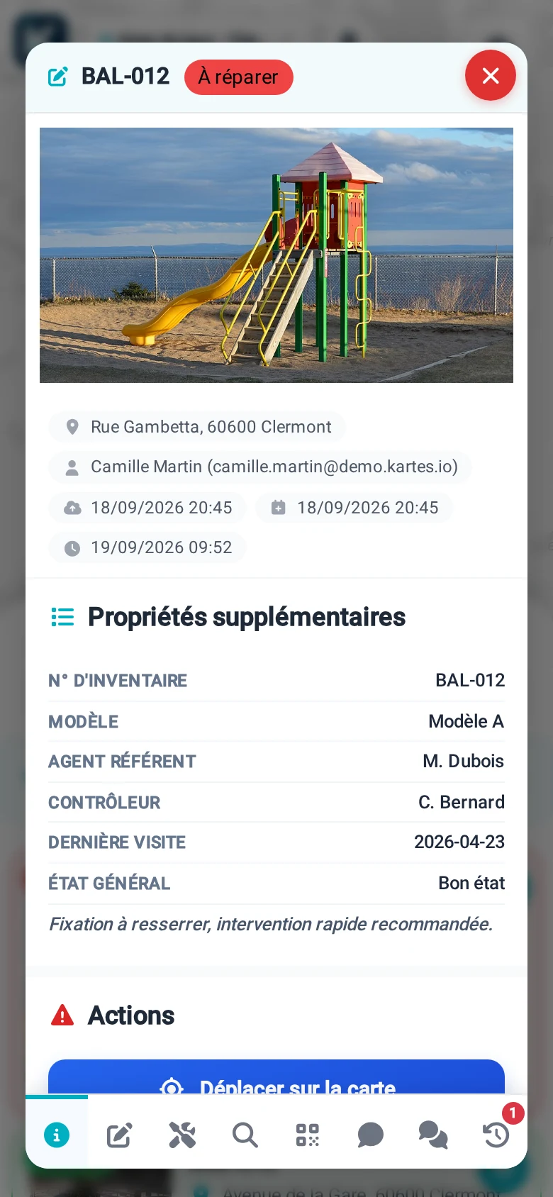 Playgrounds record with photo in KARTES