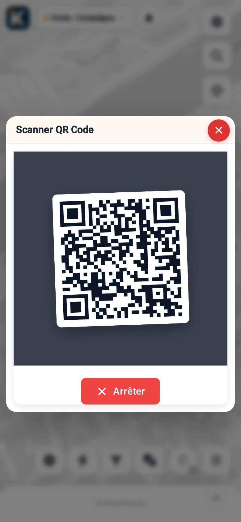 Scanning a EV charging QR code in KARTES