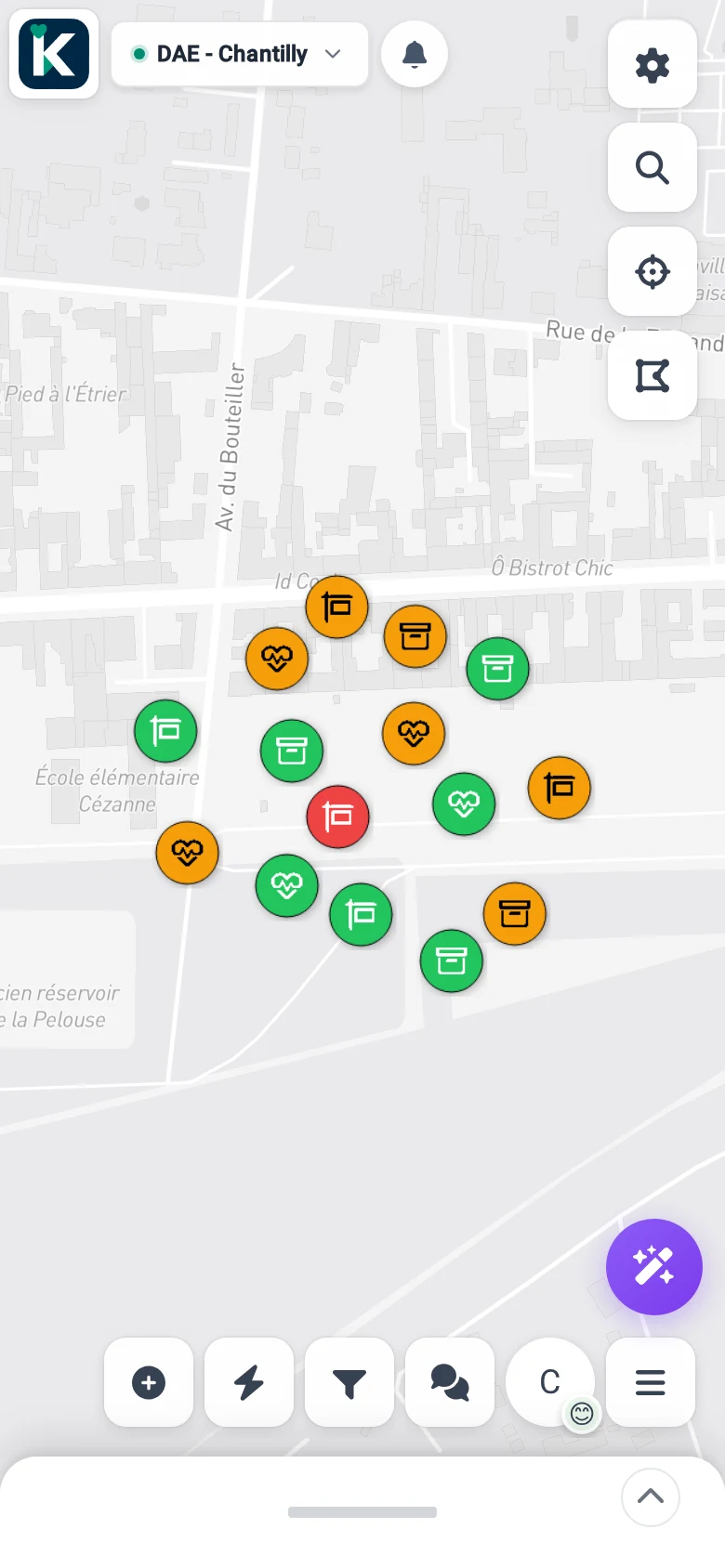 AED map in KARTES