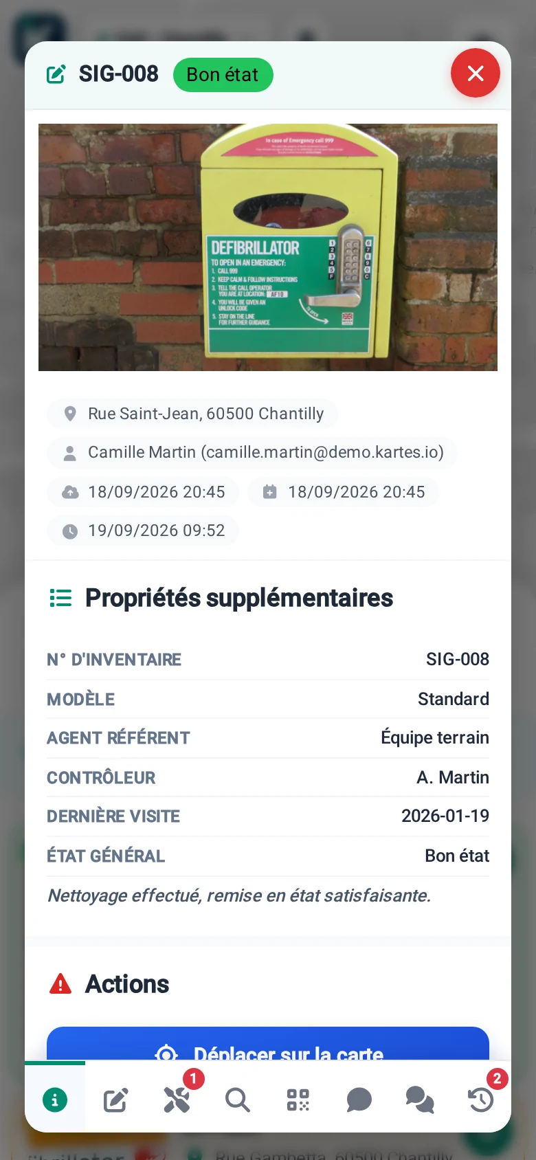 AED record with photo in KARTES