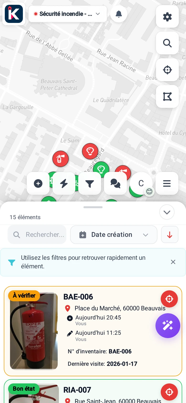 Suivi Incendie par statut dans KARTES