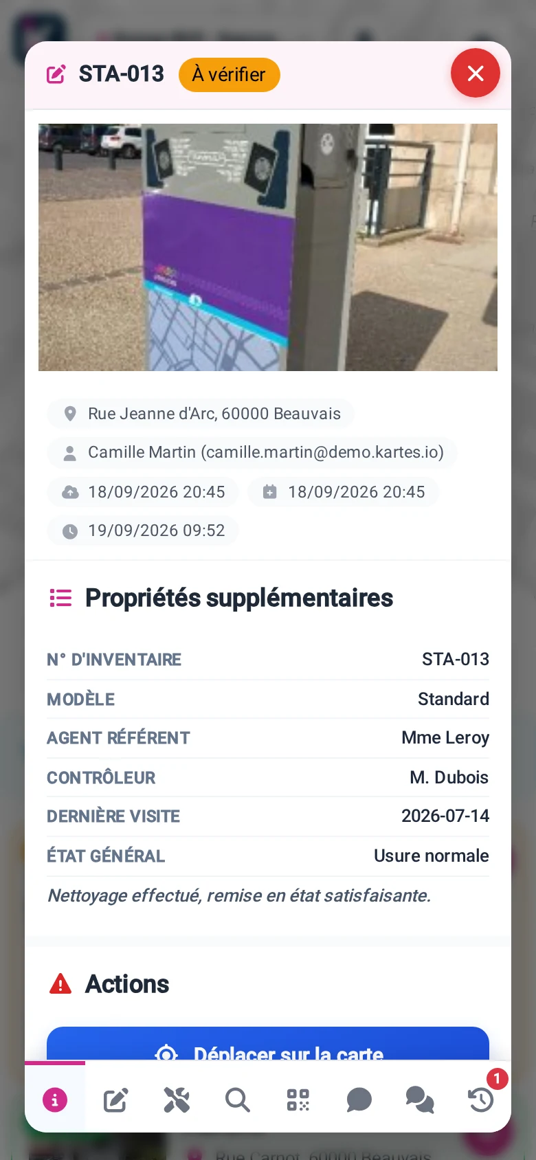 EV charging record with photo in KARTES