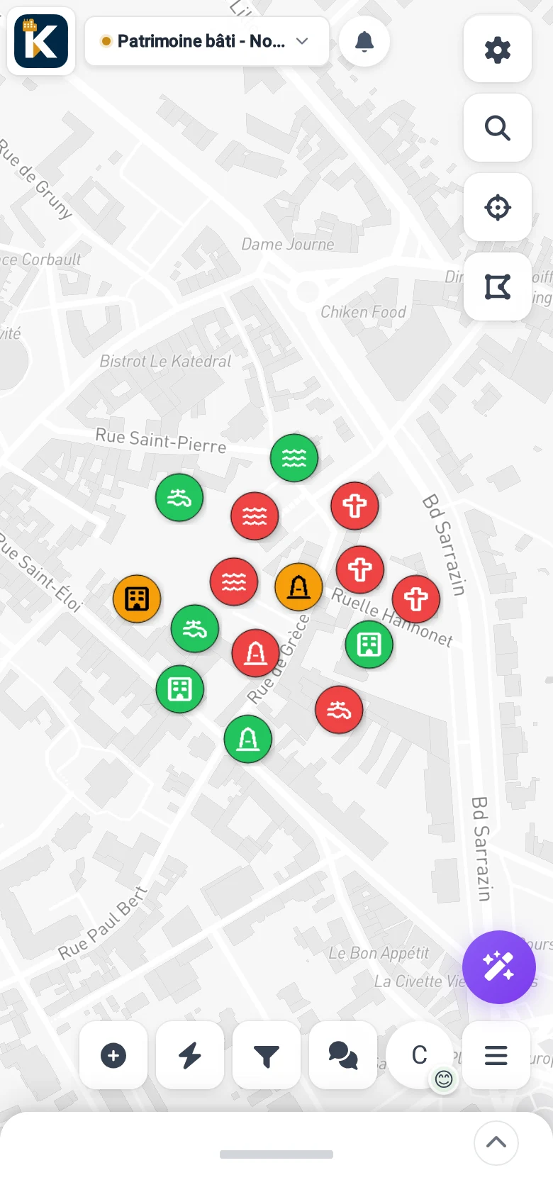 Buildings map in KARTES