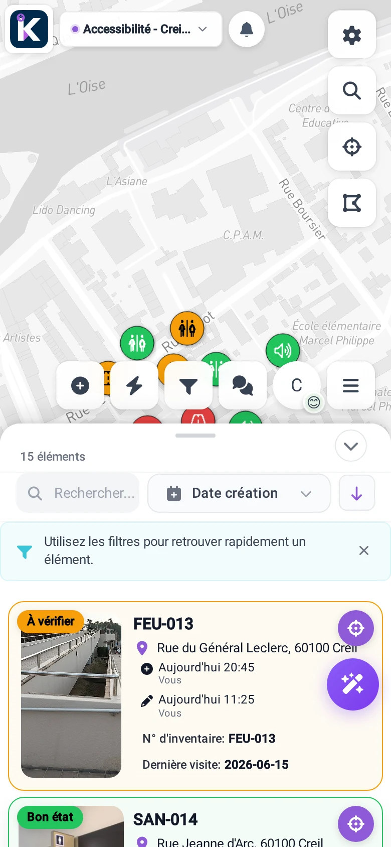 Accessibility tracking by status in KARTES